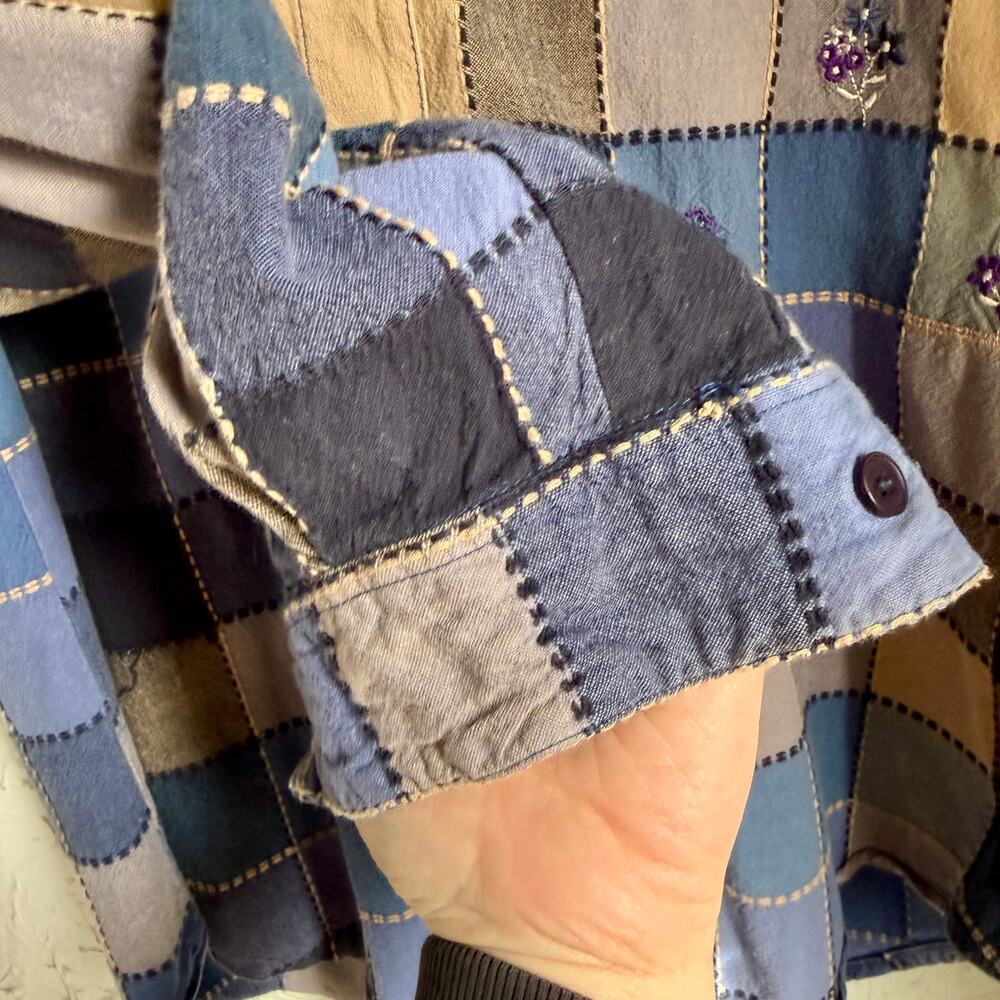 Bobbie Brooks Embroidered Patchwork Plaid Button Down Shirt Small - Picture 4 of 7